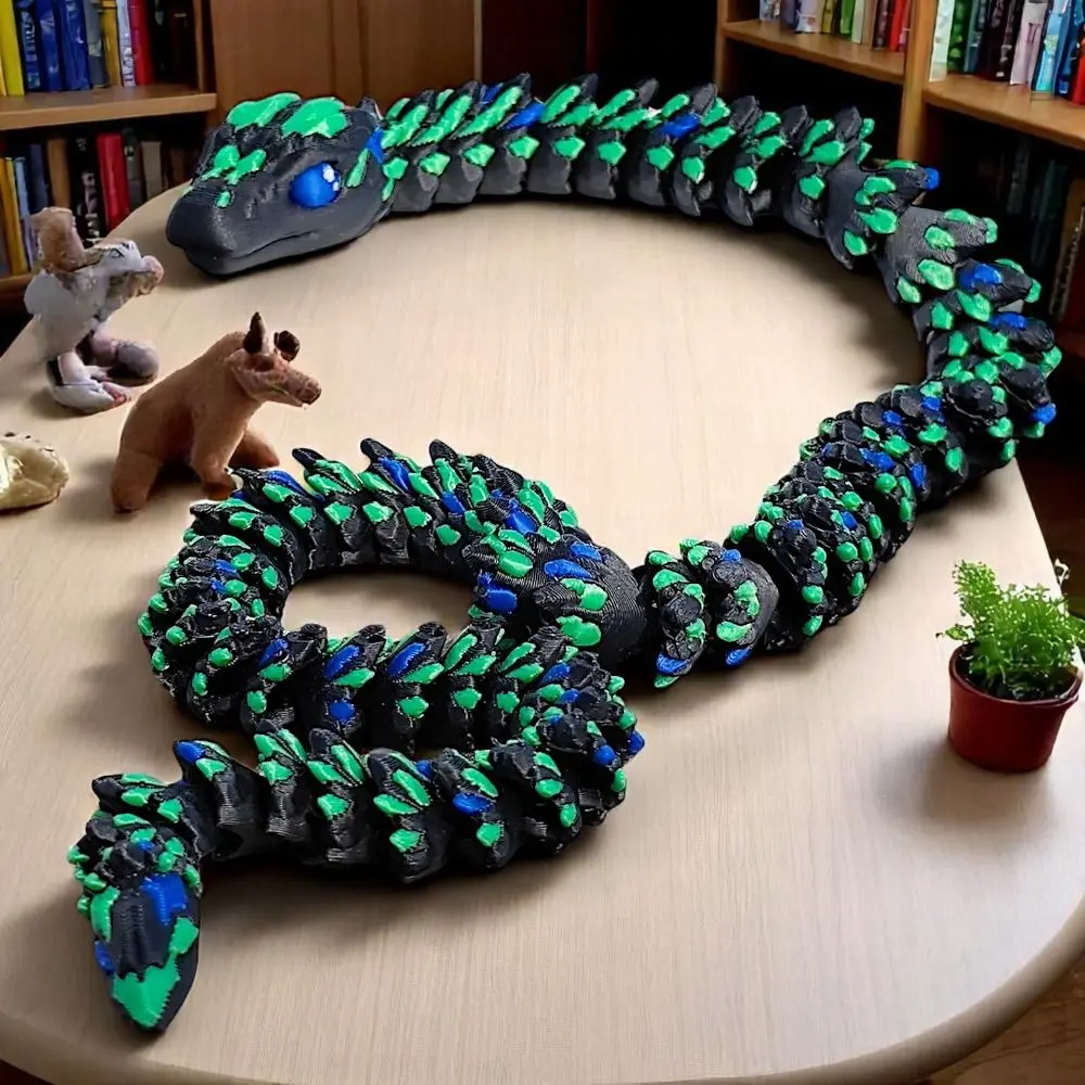 

Simulated Eye 3D Printed Snake Sparkling Laser 3D Printed Diceratops Snake Poseable Joints Snake Baby 3D Articulated Snake Toys