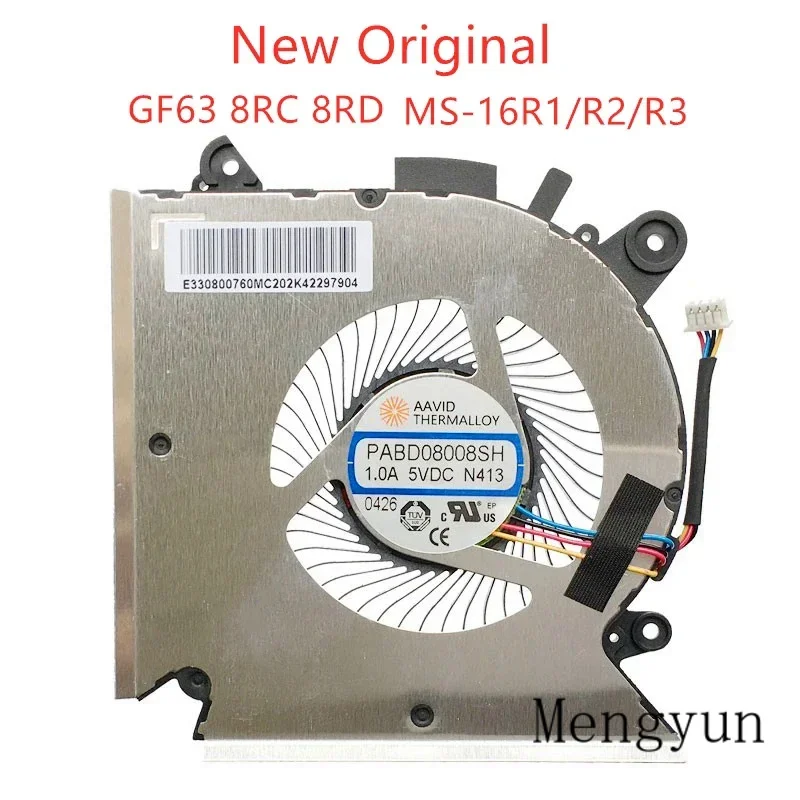 New Original Gaming laptop cooling fans For MSI GF63 8RC 8RD MS-16R1 MS-16R2/R3 PABD08008SH N413 E322500300A replacement 5V 4 PI