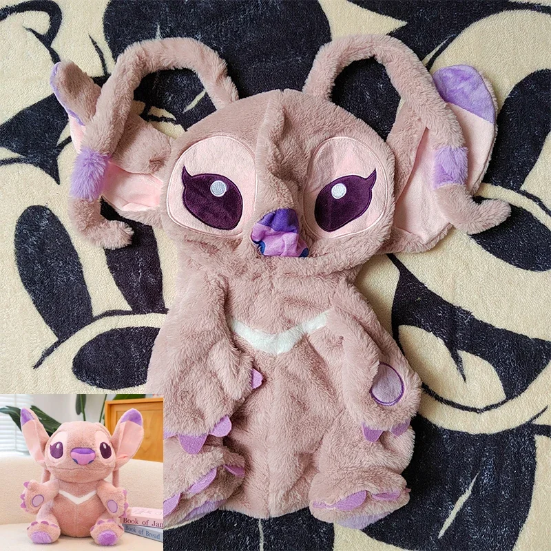 Angel Disney Lilo and Stitch Plush Toys Anime Pink Big Stich Doll Pillow Semi-finished Leather Holster Gift for Kids Christmas