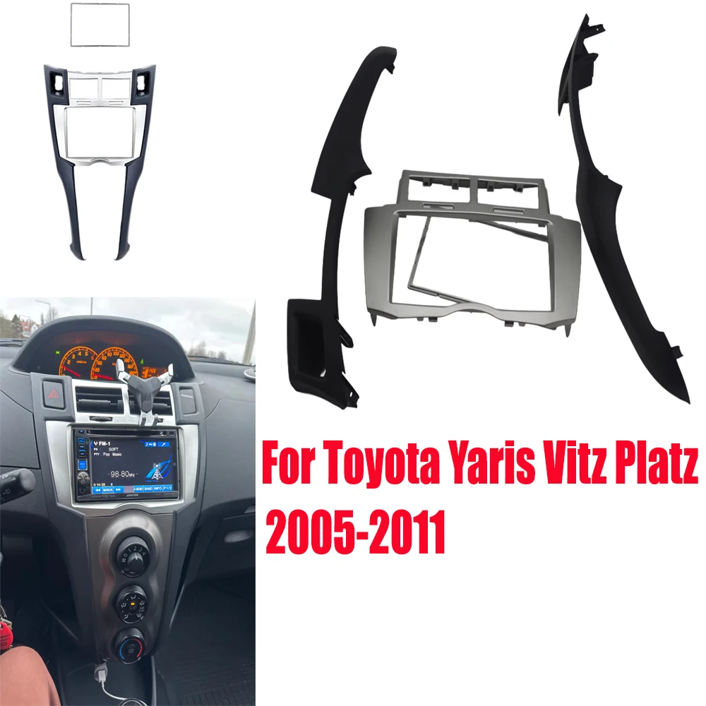 

2 DIN Car DVD CD Radio Stereo Fascia Panel Frame Adaptor Fitting Kit For Toyota Yaris Vitz Platz 2005 2006 2007 2008 2009-2011