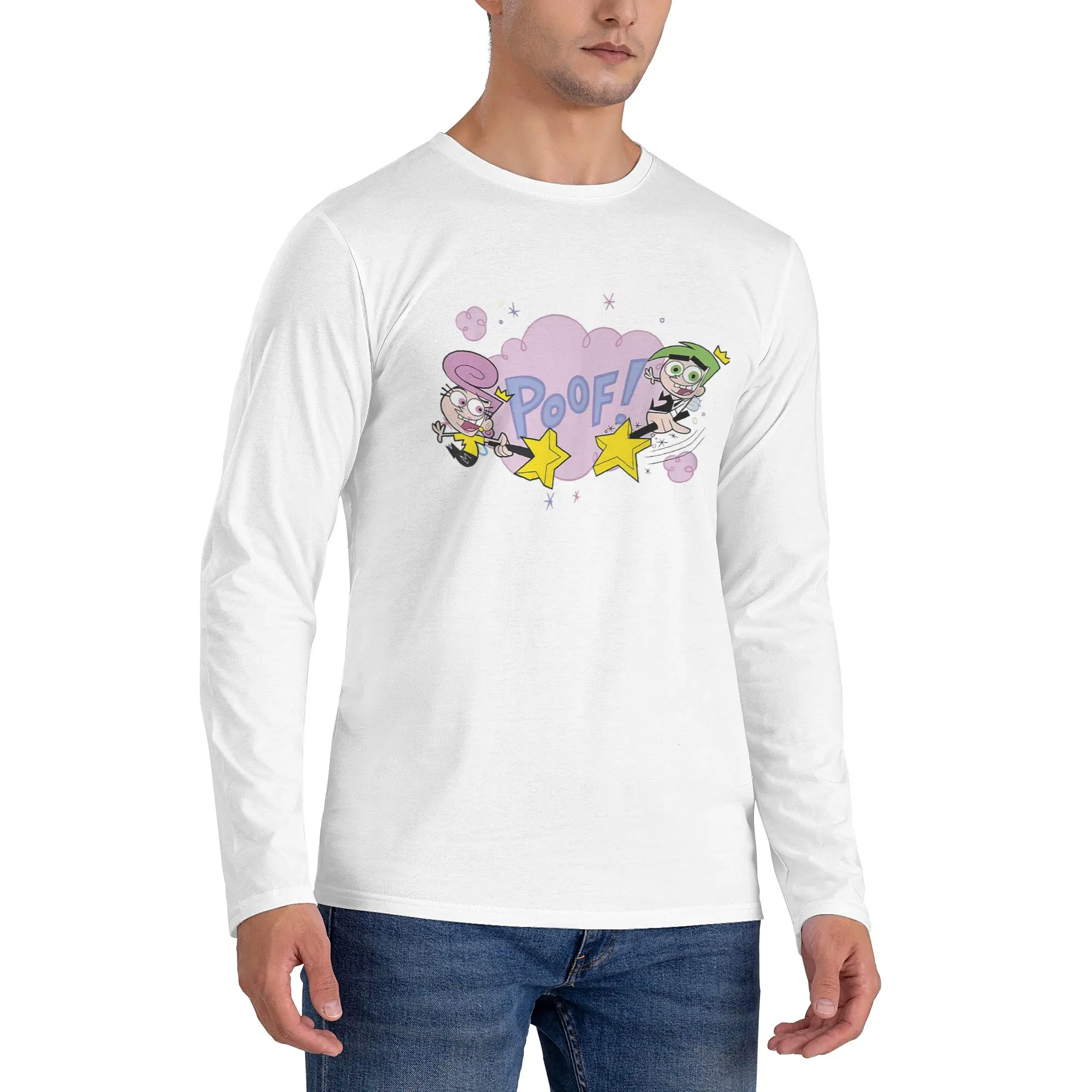 

Мужская футболка с длинными рукавами Fairly oddparents Cosmo, дышащие футболки с круглым вырезом, весенние и осенние мужские топы