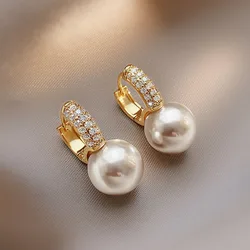 Korean Fashion New Light Luxury Simple Classic Pearl Drop Earrings Birthday Party Gift Woman Jewelry Stud Earrings 2024