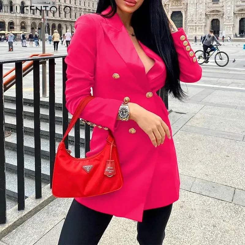 Women Casual Blazer Elegant Dress Small Coat Office Lady Slim Long Sleeve Double Breasted New Spring Autumn Thin Suit
