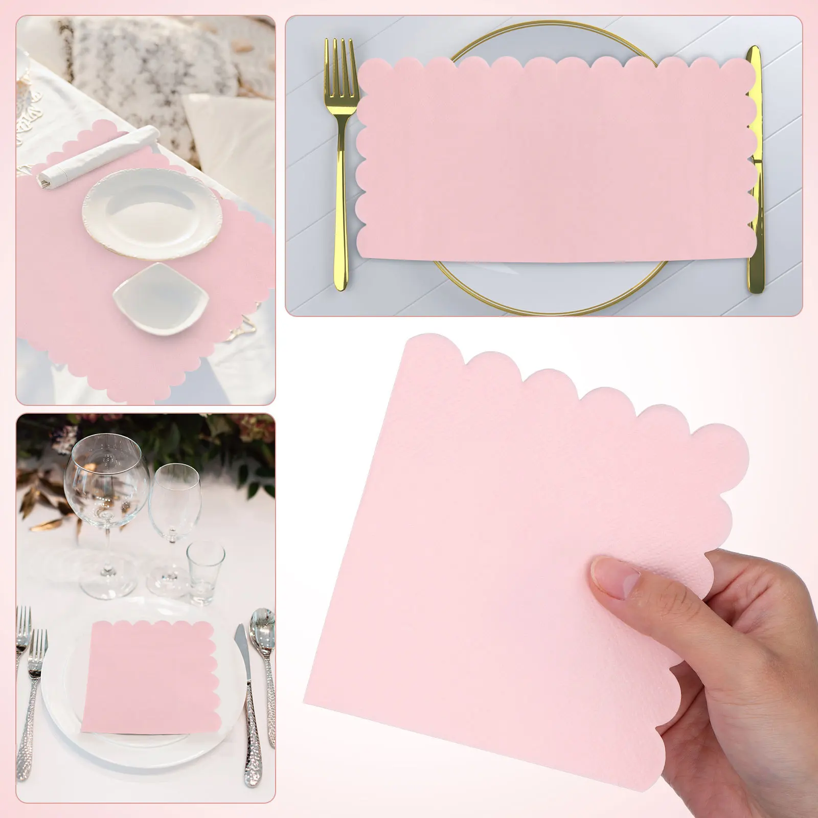 150 قطعة مناديل للاستعمال مرة واحدة بحافة صدفي مناديل عشاء لوازم الغداء لمسة ناعمة لوازم السائبة عشاء الغداء