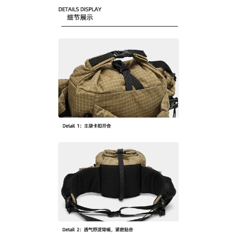 Unisex Large Capacity Crossbody Waist Bag Water Bottle Umbrella Holder for Hiking Cycling