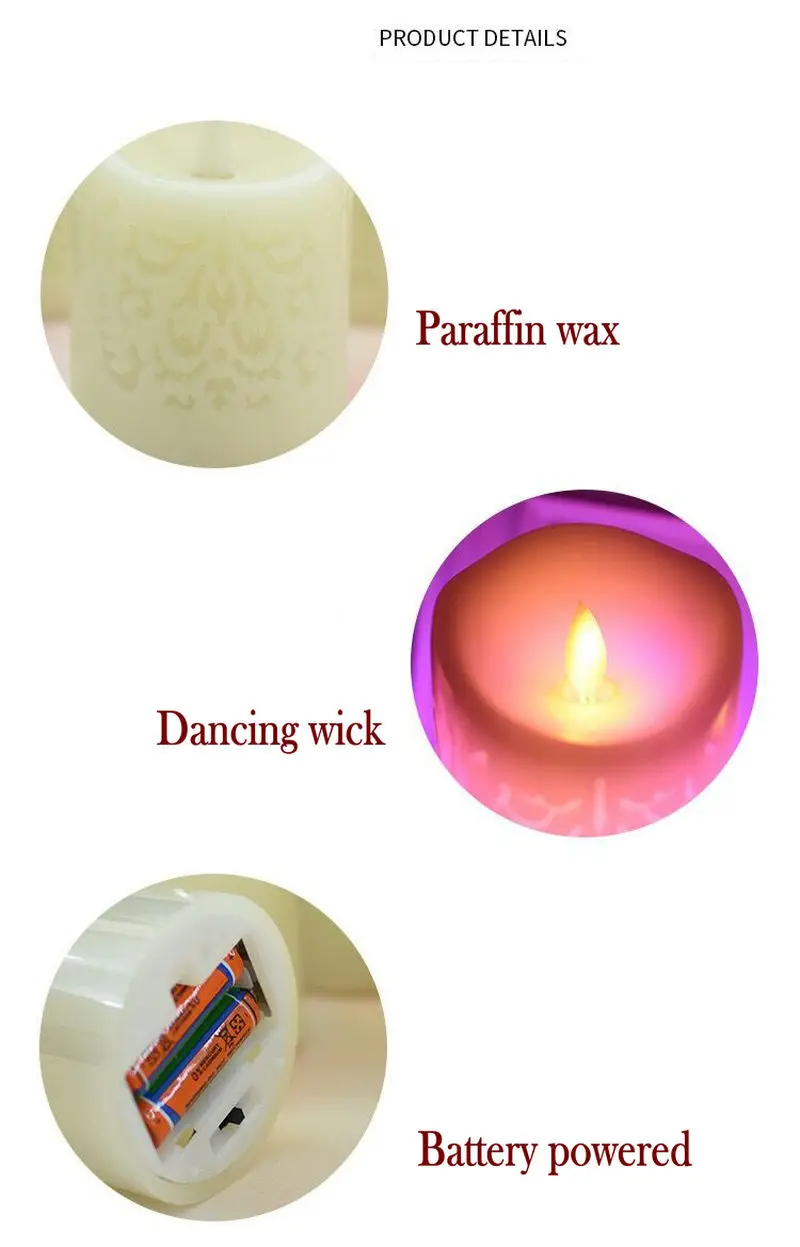 Carved 3D Moroccan Flickering Candle Color changing Paraffin LED Pillar Candles Battery Operated Dancing Flame w/Remote Cntr RGB