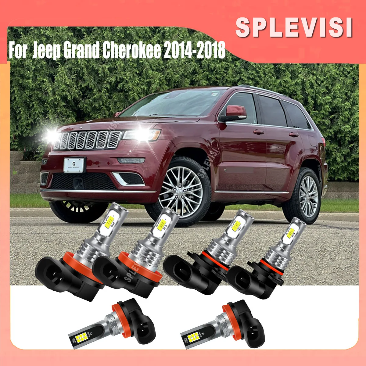 

9005 H11 H11 Car LED Headlight Fog Light -No Adapter Required Easy Installation For Jeep Grand Cherokee 2014 2015 2016 2017 2018