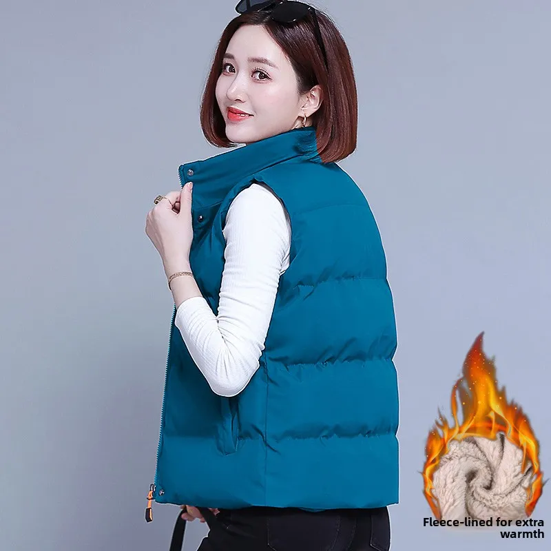 

Женская утепленная стеганая куртка-жилет 2025 года, новая зимняя утолщенная стеганая жилетка, повседневная верхняя одежда на молнии, из полиэфирного волокна
