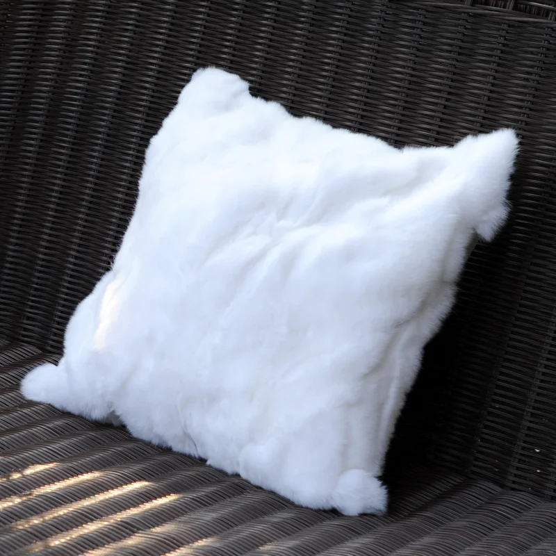 CX-D-27A Decorative Fur Pillows Sofa Fashionable Real Rabbit Fur Cushion Cover