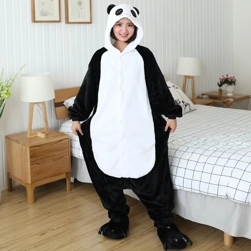 Panda Cartoon Pajamas Onesies For Adults Women Men Animal Pyjamas Jumpsuits Christmas Halloween Cosplay Party Costumes 3