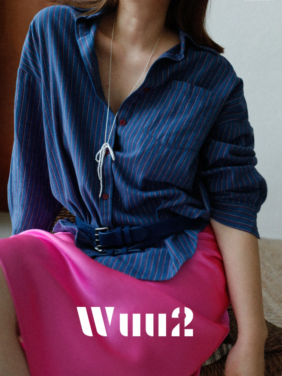 

Wuu2 Kai Wu Lu Vintage Sle Color Blo Blue irt Women Loose High End Luxury Beautiful Striped Spring Faion Ladies irt