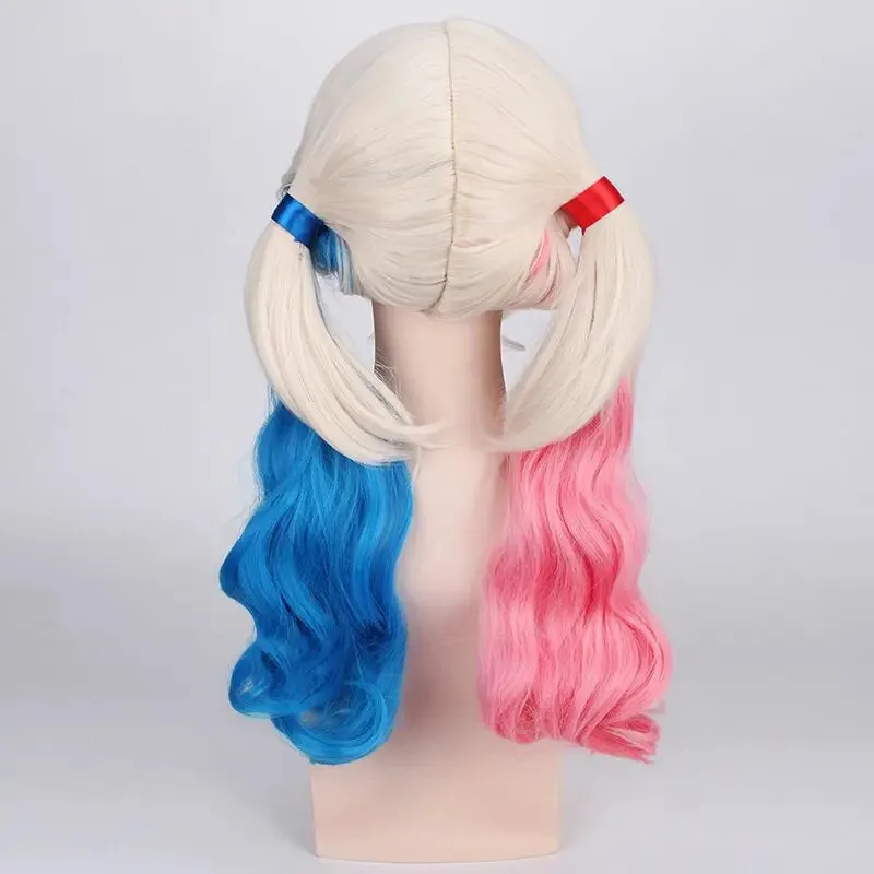 2025 11 Harley Quinn Cosplay Wig Halloween Props Girl's Wigs Harleen Quinzel Hair Dresser For Adult Party Decorations