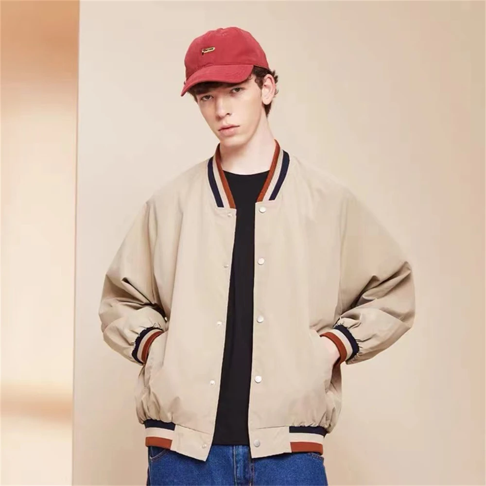 COUTUDI Men's Bomber Jacket Casual Fall Winter Jacket Coats Outwear Windbreaker Men's Lightweight Varsity Rib Knit Bomber Jacket