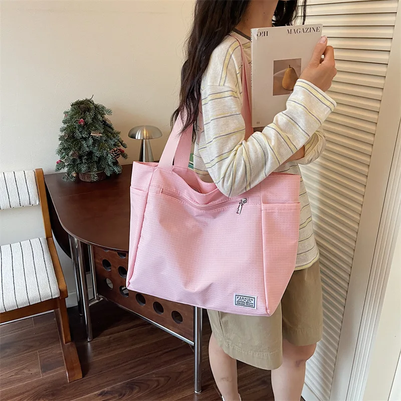 

Large Canvas Women Shoulder Shopper Bag Lightweight Casual Ladies Cotton Cloth Tote Bag for Woman 2026 Big Pink Female Handbags