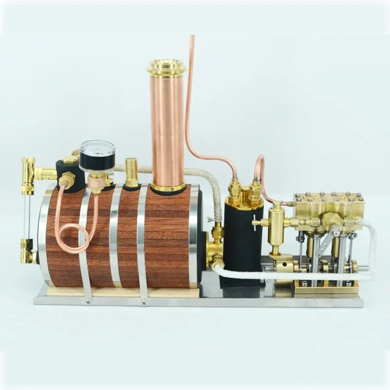 Model Steamship Power Reciprocating Inline Brass Twin Cylinder Steam Engine Model DIY Handmade Boat Powerplant