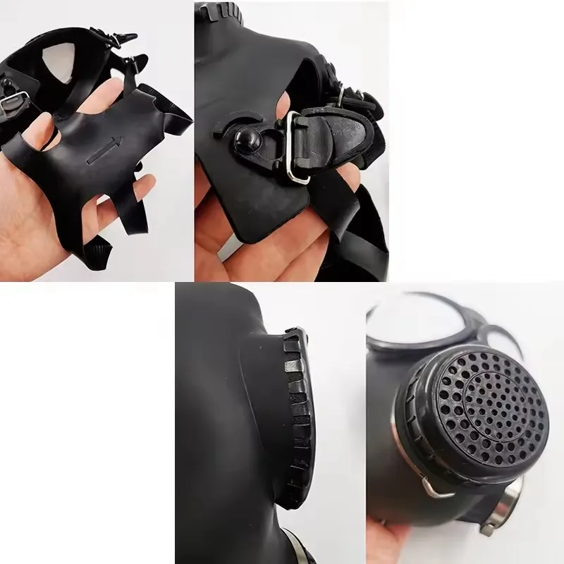 قناع غاز لكامل الوجه من النوع MF14/87 باللون الأسود الجديد مع جهاز تنفس كيميائي ذاتي التحضير من المطاط الطبيعي