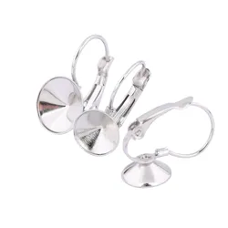 20pcs Stainless Steel Leverback Earring Cup Base Setting Blanks For 8mm 10mm Pointback Crystal Stones Diy Jewelry Findings