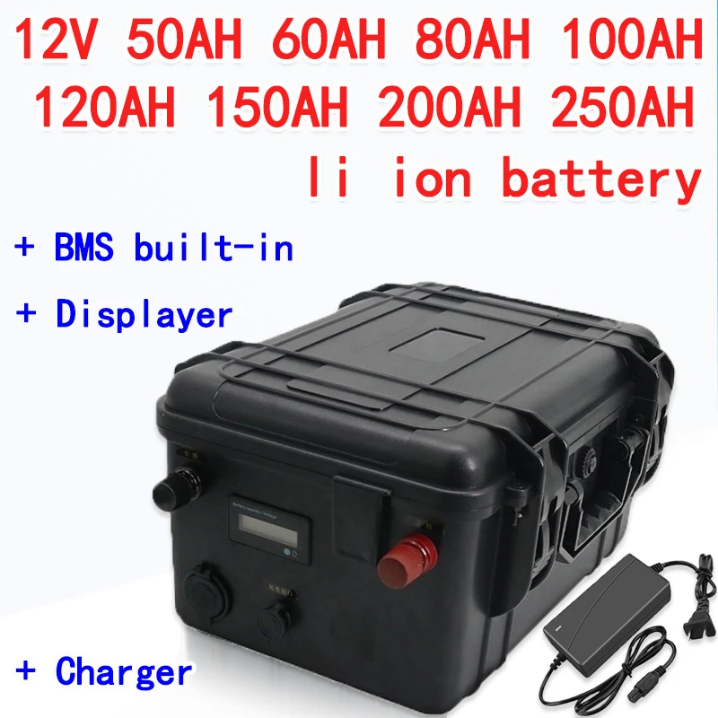 waterproof 12v 80Ah 100ah 60Ah 150Ah lithium battery 12v 200ah li ion for Trolling Motor Fishing Inflatable Boat camping EV