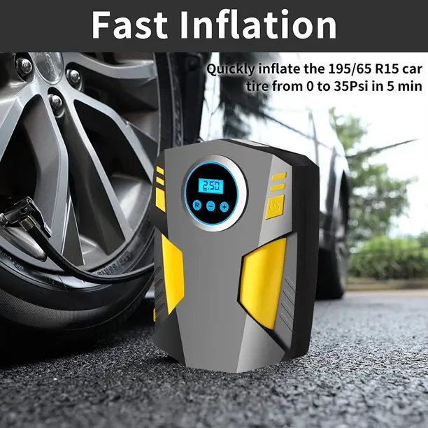 150PSI Electric Air Pump 12V Portable Air Compressor Pump Tire Inflator w/ LED Light with Digital Pressure Gauge TPMS