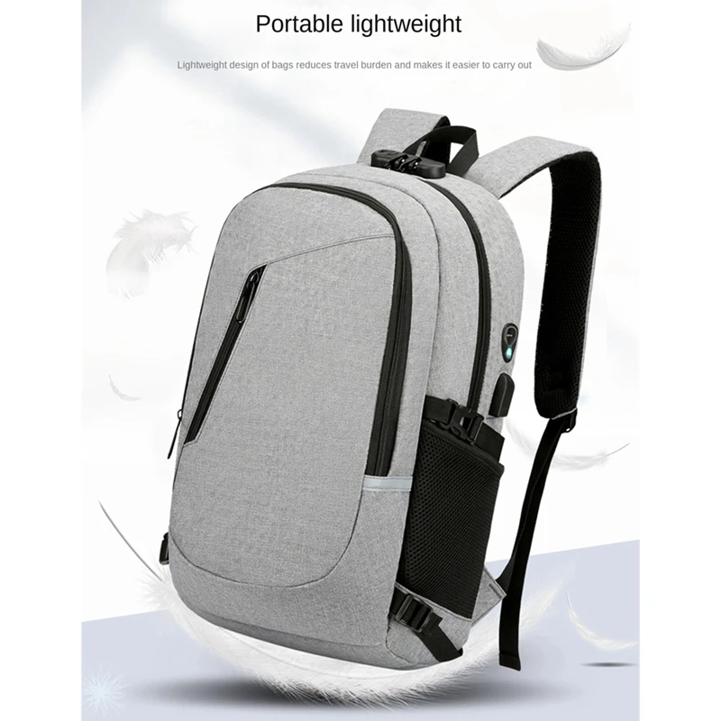 Big Capacity Computer Backpack With Anti-Theft Function For Carrying Laptop Grey