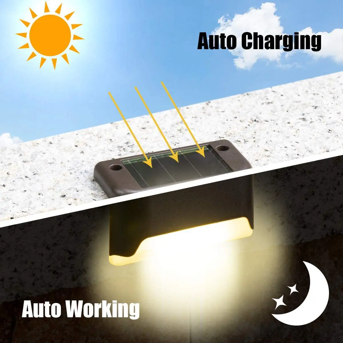 Luce di recinzione della luce della scala ad energia solare luce del cortile impermeabile all'aperto stile nero