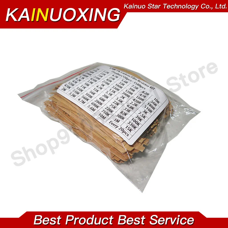 

1500PCS 1/4W Carbon Film Resistors Assorted kit 75Values (1 ohm~ 10M ohm) Resistance 5% Tolerance Resistor Pack