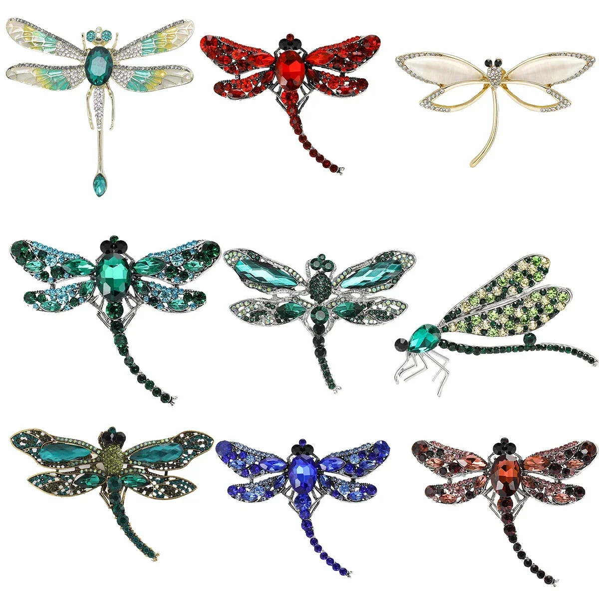 Crystal Dragonfly Brooches for Women Unisex insect Pins Multi-coloured Optional Casual Party Accessories Gifts