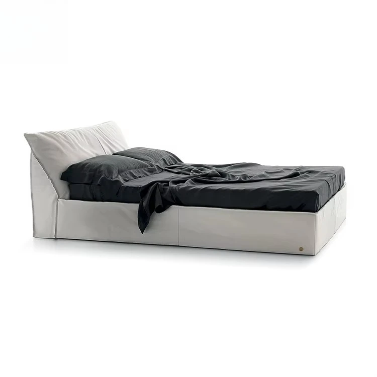 yp-Modern Low Profile Platform Bed, Upholstered Channel Tufted Linen Bed with Clean Lines for Bedroom and Minimalist Home-