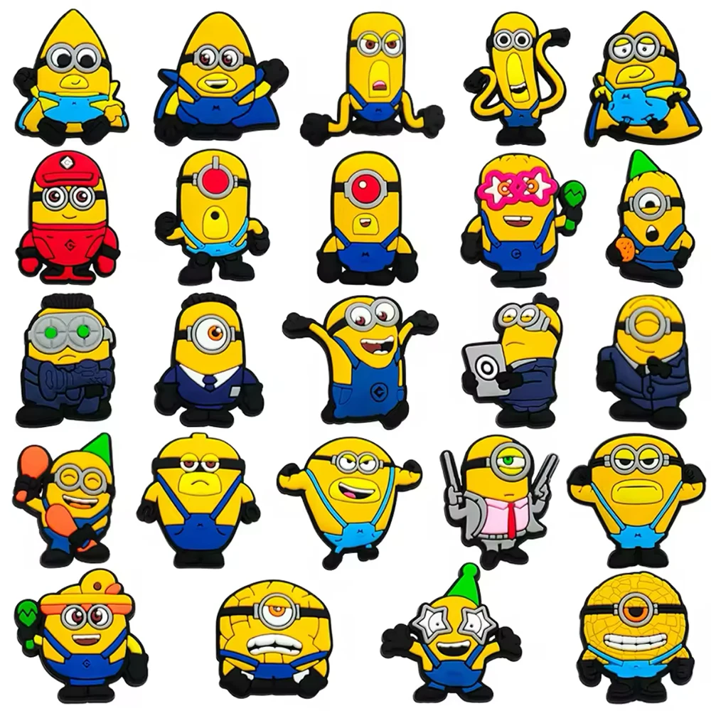 12-36Pcs Minion Cartoon Shoe Charms For Slides Sandals,PVC Shoe Decorations Accessories For Christmas Birthday Gift Party image 3