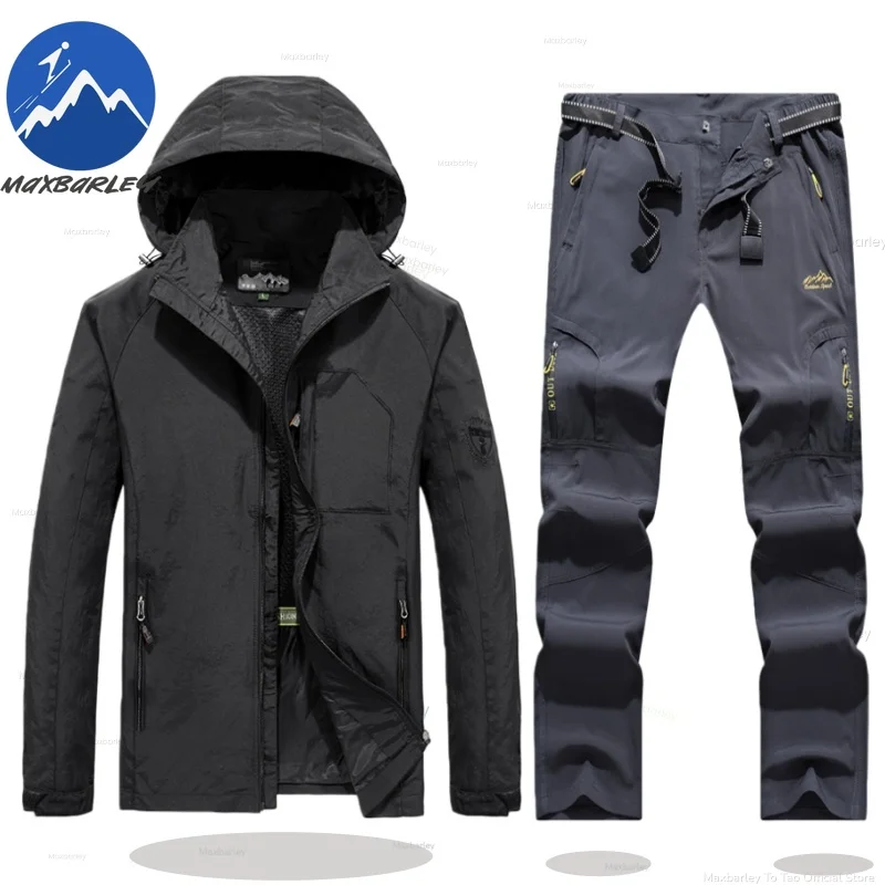 

Maxbarley Gorpcore Hiking Suit Men Breathable Waterproof Windbreaker Jacket+Cargo Pants 2 Piece Set Man Outdoor Fishing Jackets
