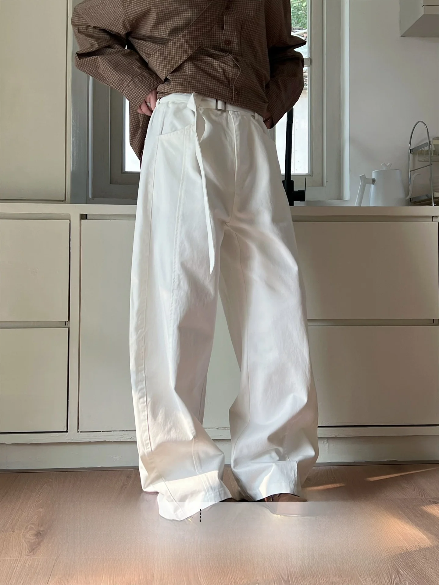 

Повседневные брюки Cleanfit для мужчин и женщин, свободные, широкие, в стиле рабочей одежды, однотонные, с молнией на талии