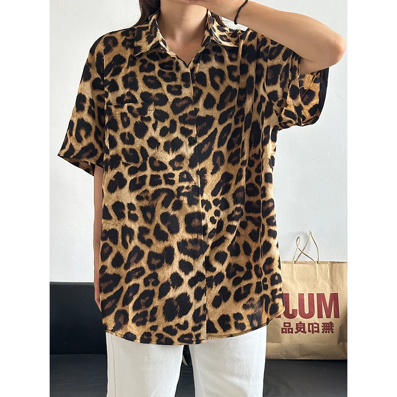 Summer Short Sleeved Shirt Men Fashion Retro Leopard Print Shirt Men Streetwear Korean Loose Casual Shirt Mens Hawaiian Shirts