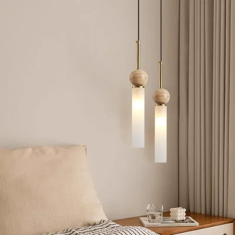 

Cave Stone Wabi-Sabi Bedroom Bedside Chandelier Creative Cream Homestay Vintage Nordic Restaurant Pendant Lamp