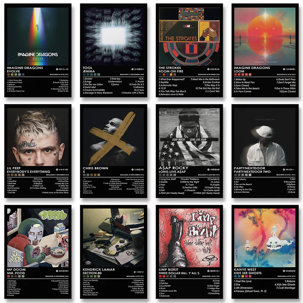 Retro album cover Rock music hip-hop rapper trend Background Canvas Painting Wall Art Poster Picture Home Decor Mural Cuadros