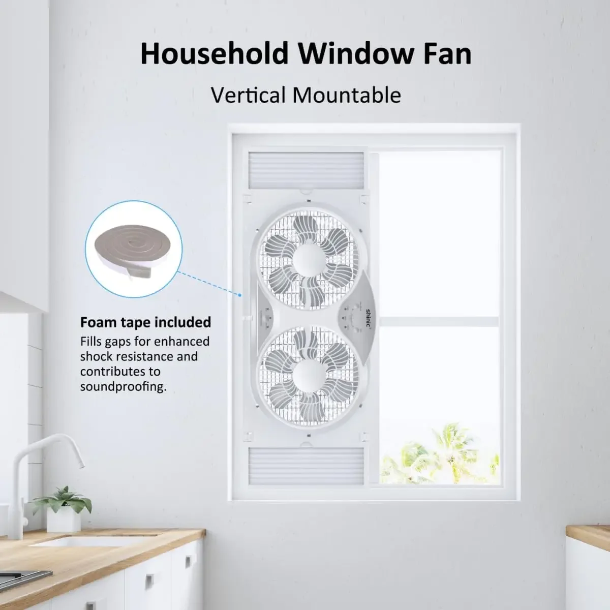 Fenster ventilator mit reversiblem Luftstrom leise, zwei 9-Zoll-Flügel, Voll fernbedienung, 3 Funktionen-Bad Küchen fenster Abluft ventilator,