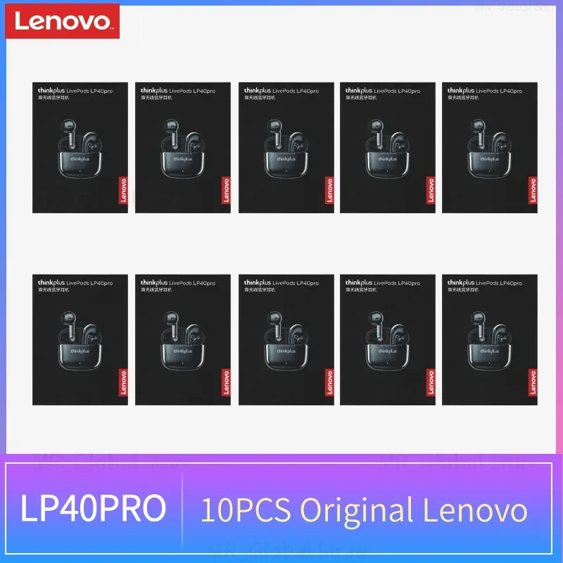 Original Lenovo LP40 Pro 10PCS TWS Earphones Wireless Bluetooth 5.1 Sport Noise Reduction Headphones Touch Control 250mAH