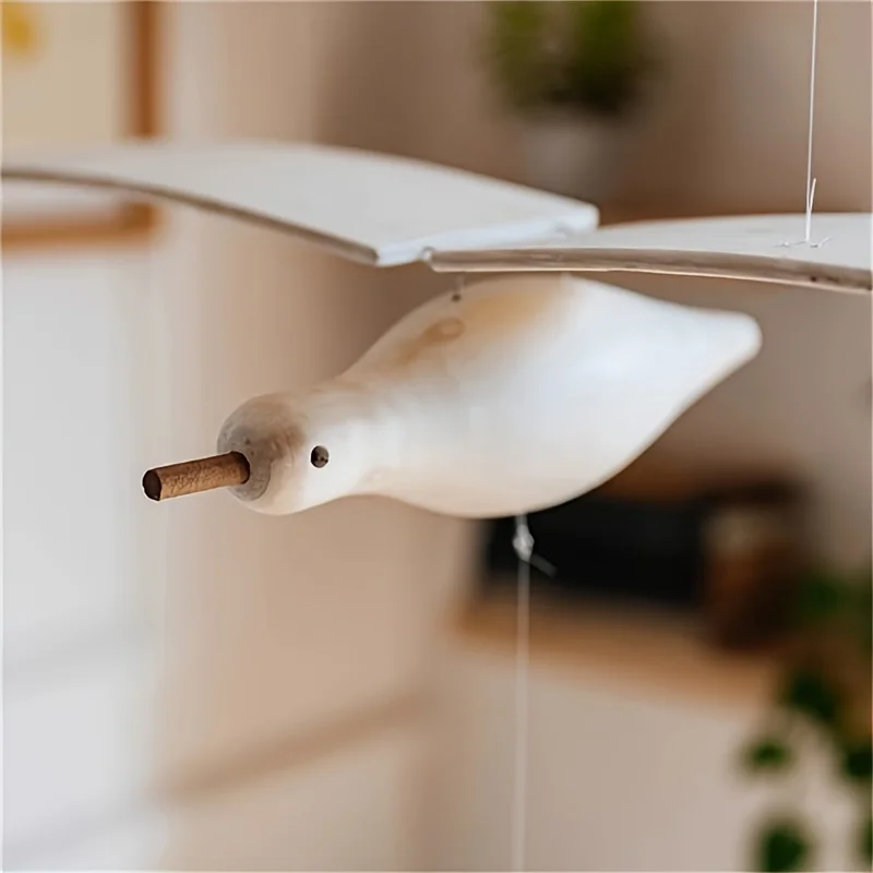 Crafted Wooden Seagull Mobile Hanger, a Decorative Wood Piece for Home Decor, Suitable for Hotel Ceilings, Windows,And Balconies