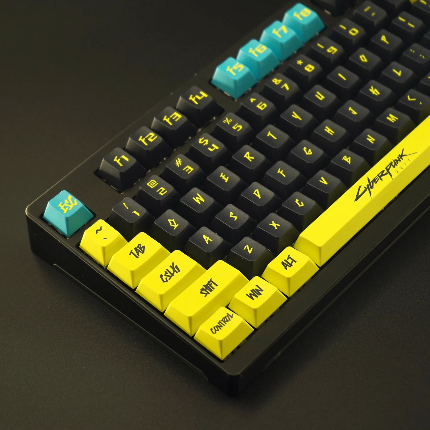 NPKC PBT Keycaps Set Black Yellow Blue Cool Keycap 120key Cherry Dye-sub Key cap for Mechanical Keyboard MX Switch Key caps