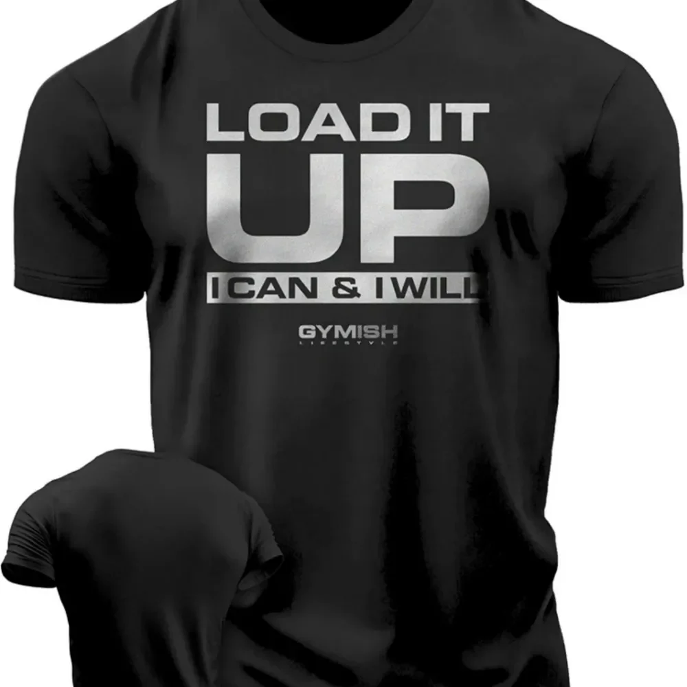 Modisches Neues Herren Sommer Fitness-Training T-Shirt mit Buchstabendruck, Atmungsaktiv, Rundhals, für Outdoor-Sport