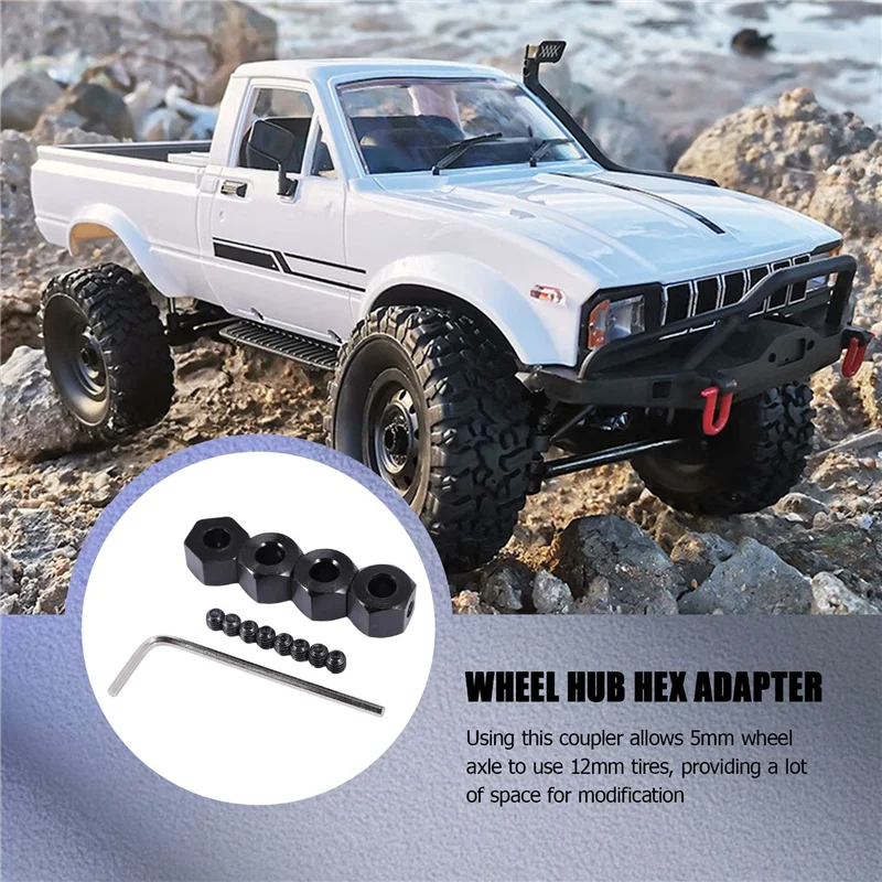 4PCS 5Mm To 12Mm Metal Combiner Wheel Hub Hex Adapter For WPL D12 C14 C24 B14 B16 MN D90 D91 RC Car Upgrade Parts