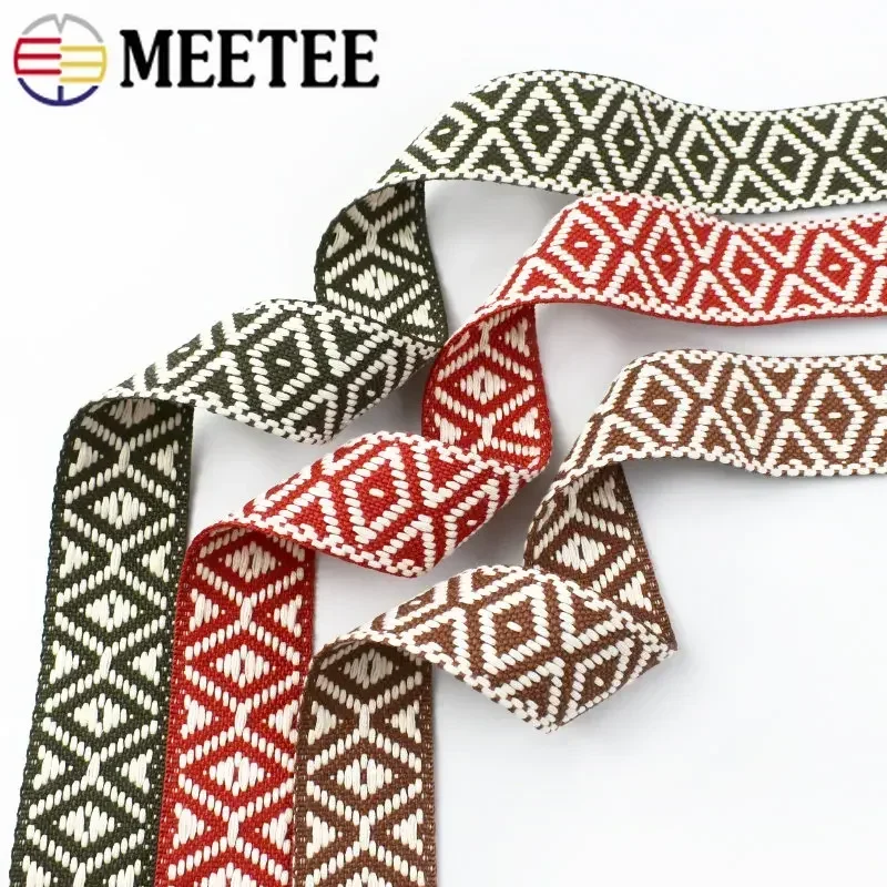 2-10M 38mm Jacquard Webbing For Sewing Bag Decoration Ribbon Polyester Cotton Bias Binding Band DIY Garment Belt Strap Accessory