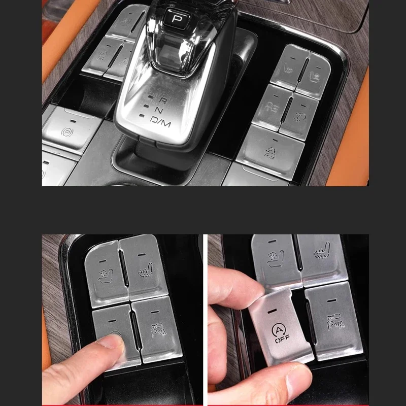 Aluminum Alloy Silver Central Control Gear Steering Wheel Button Patch Car Interior Modification Accessories For Tank 500 Hi4-T