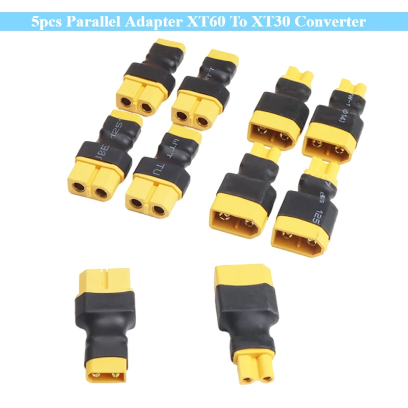 محول موازي 5 قطعة XT60 إلى XT30 محول موصل ذكر/أنثى التوصيل تحويل لاستبدال بطارية ليثيوم ESC توسيع