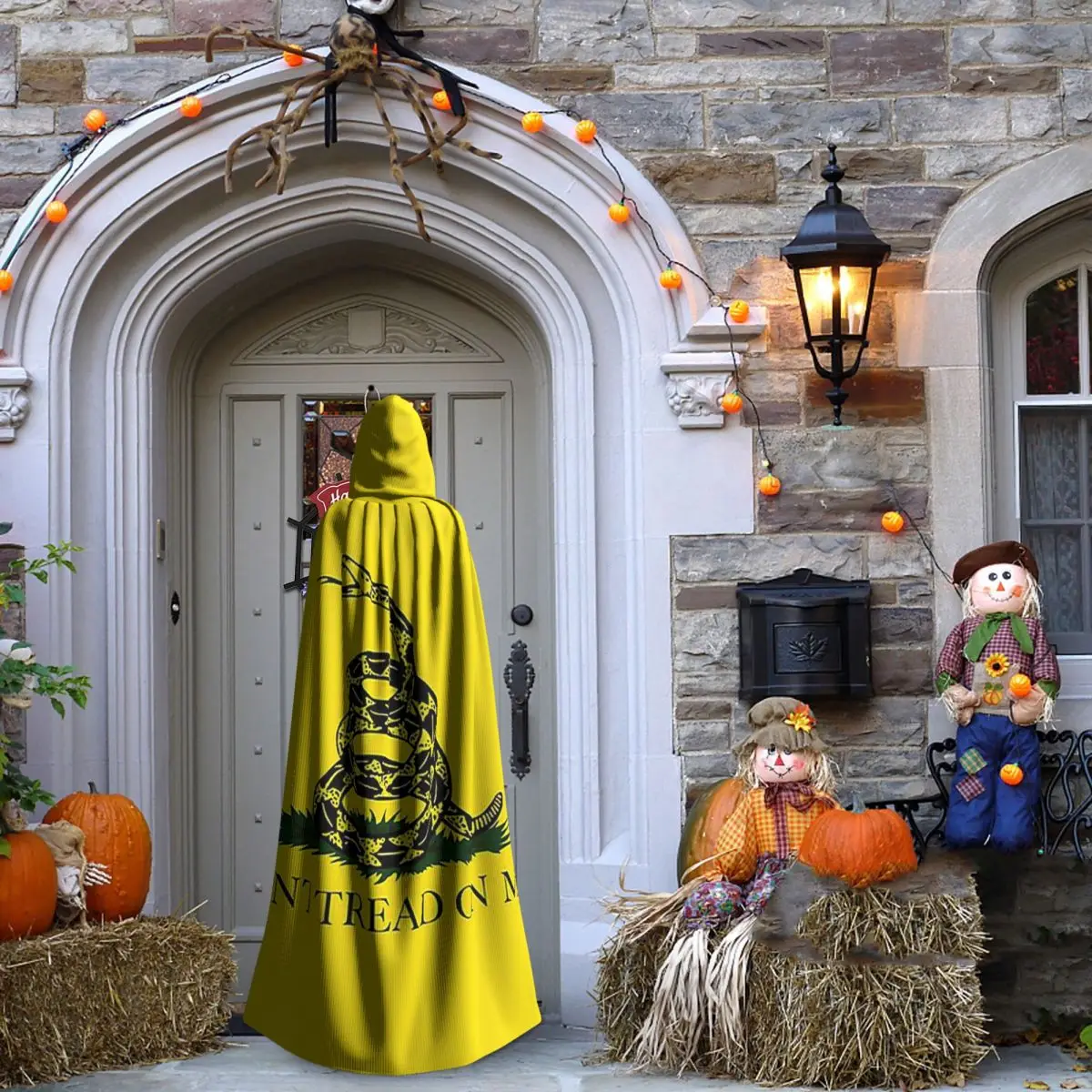 Gadsden Don't Tread On Me Flag Long Hooded Cloak Witch Medieval Costume Cosplay Cape HalloweenVampire Adult Unisex - view 2