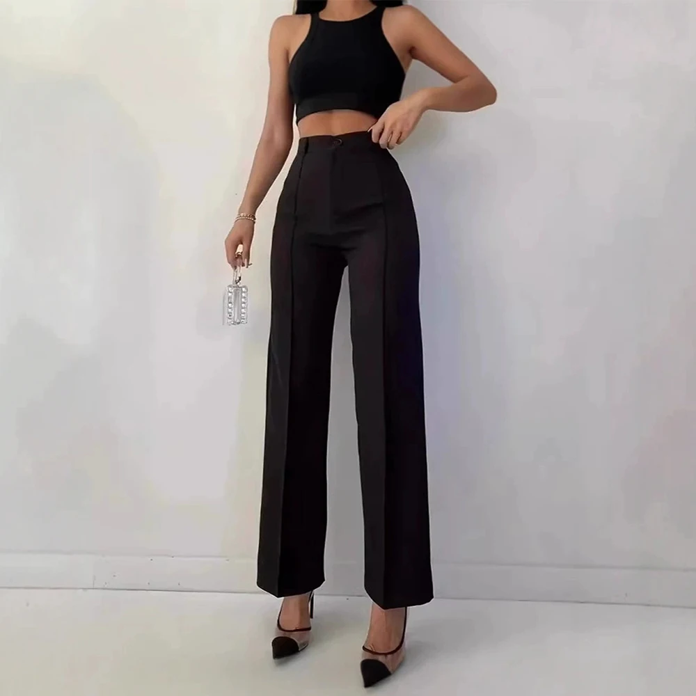 Mia Muse Pants Summer High Waist Full Length Comfortable 2025 Plain Casual Pants For Women