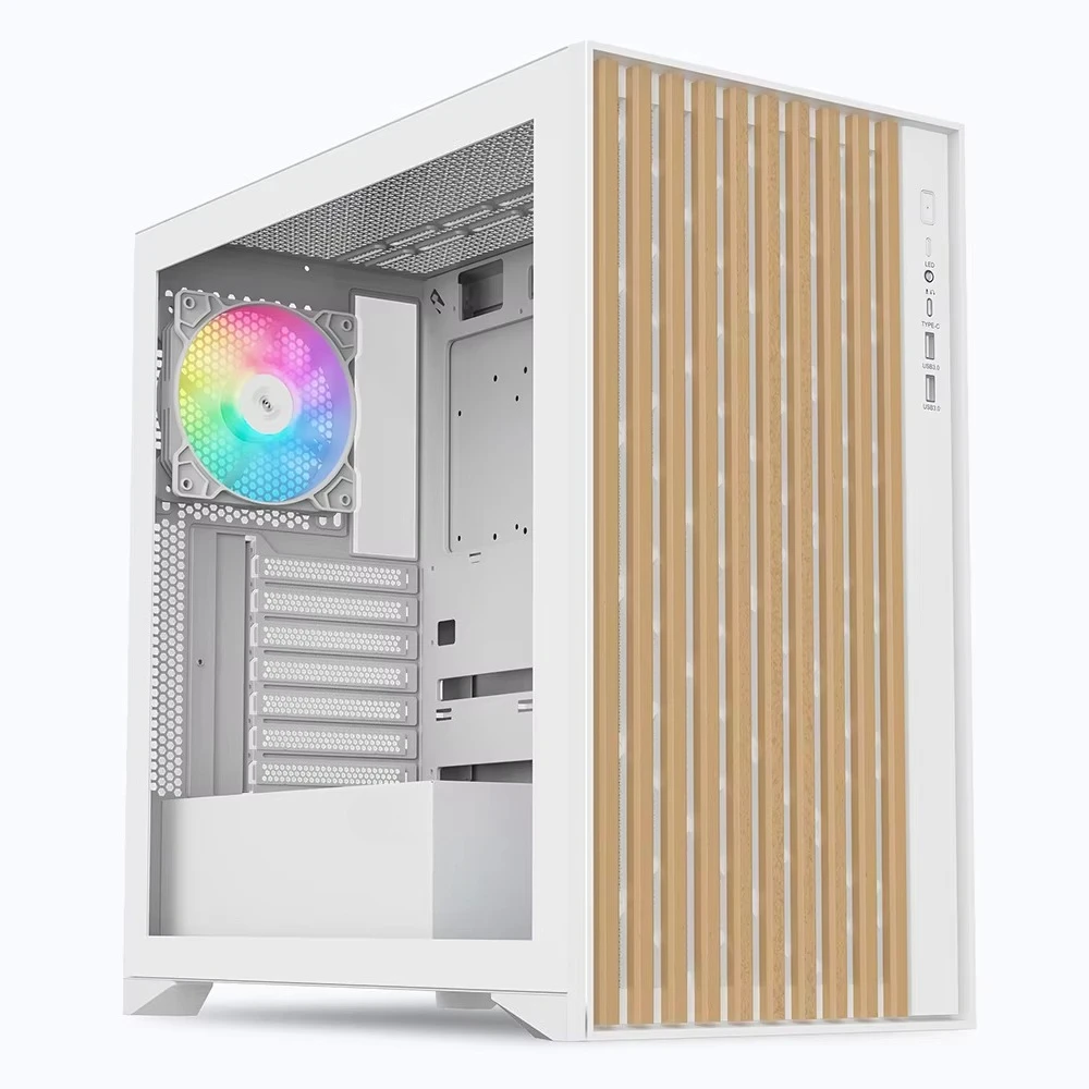 Without Fan New Design ATX Wooden Gaming PC Case CPU Cabinet Tower Case