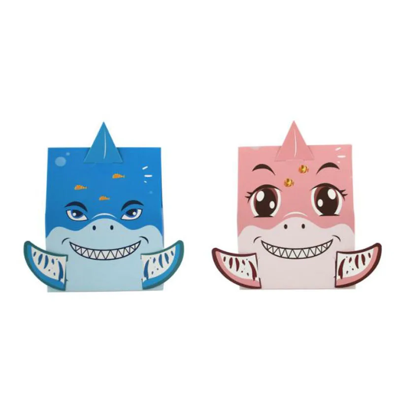 50Pcs/Lot Cartoon Shark Pattern Candy Box Baby Shower Kids Birthday Christmas Gift  Box