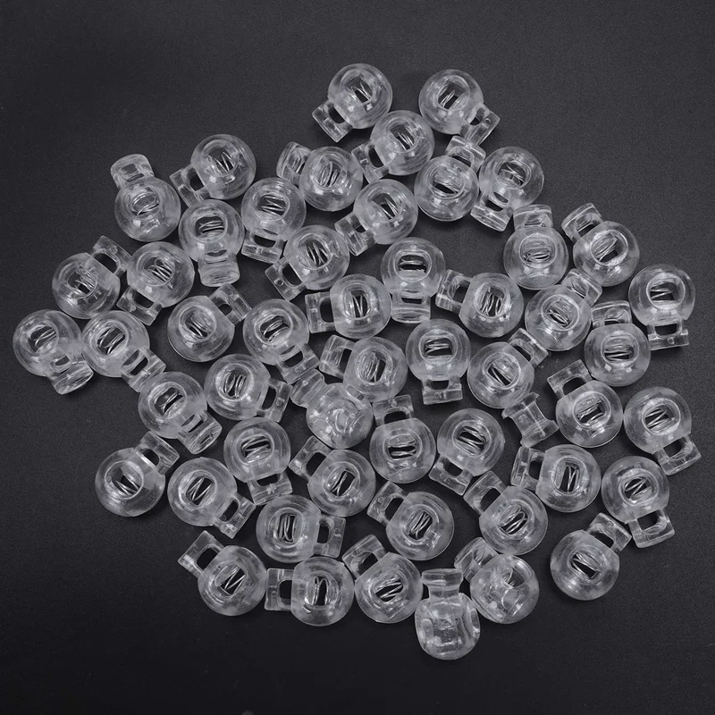 100 Pcs Clear Plastic 5Mm One Hole Cord Stoppers Cord Lock Cord Lock Stopper