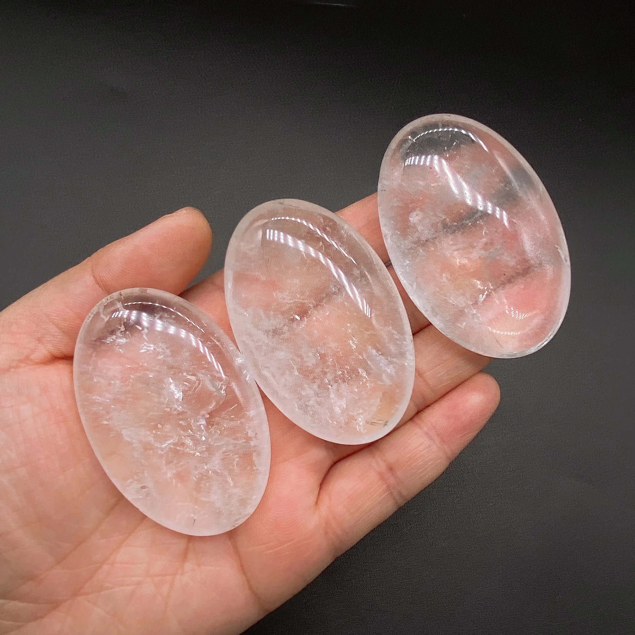 

Natural Clear Quartz Pocket Palm Stone Crystal Energy Thumb Toy Hot Compress Crafts Reiki Healing Gift Mineral message tool