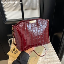 MOODS Women Retro Crocodile Pattern Crossbody Bags Mini Square Shoulder Tote Shell Bags 2024 Luxury Designer Purses And Handbags